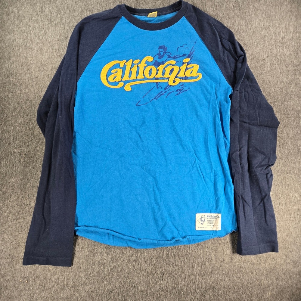Vintage Hollister T-Shirt Mens Large Blue California Raglan Surf Graphic Tee